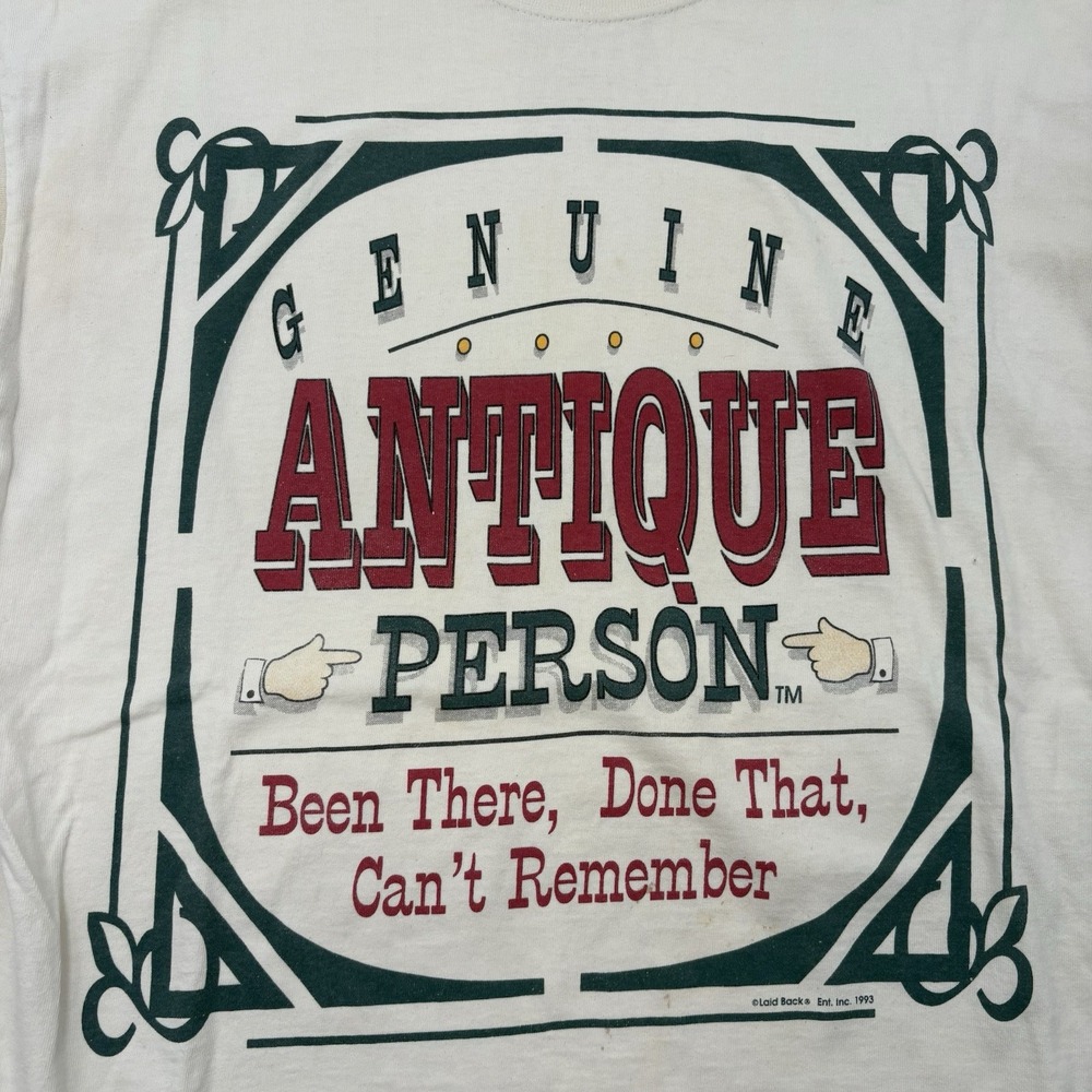 Vintage 1993 Laid Back Genuine Antique Person Single Stitch T Shirt Mens XL - Picture 2 of 14